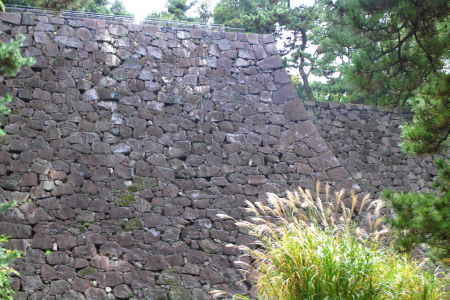 江戸城の休憩所近くの石垣