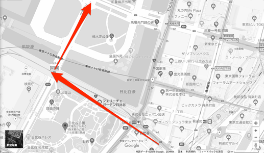 日比谷駅から皇居までの地図